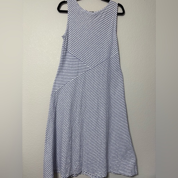 Cut Loose Lavender and White Striped Midi Dress. Cotton/Linen Blend. Made in USA - Picture 2 of 10